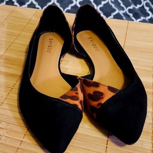 Black/leopard Print flats